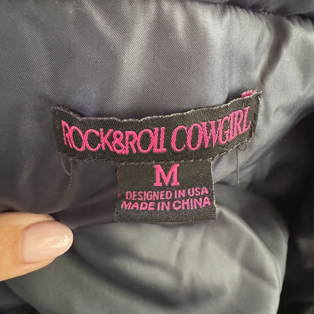 Rock & Roll  Cowgirl Quilted Navy Aztec Vest, Size Medium Women's Western - Picture 8 of 8